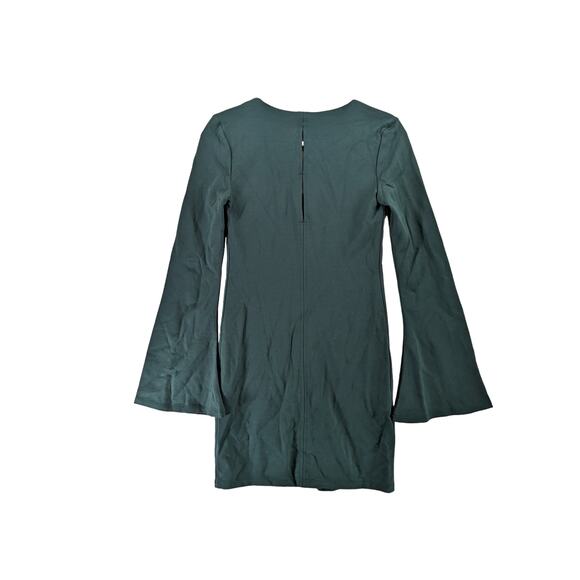 Forever 21 Contemporary Sheath Dress XS Green VNeck Bell Sleeve Keyhole‎ Short - Picture 4 of 11